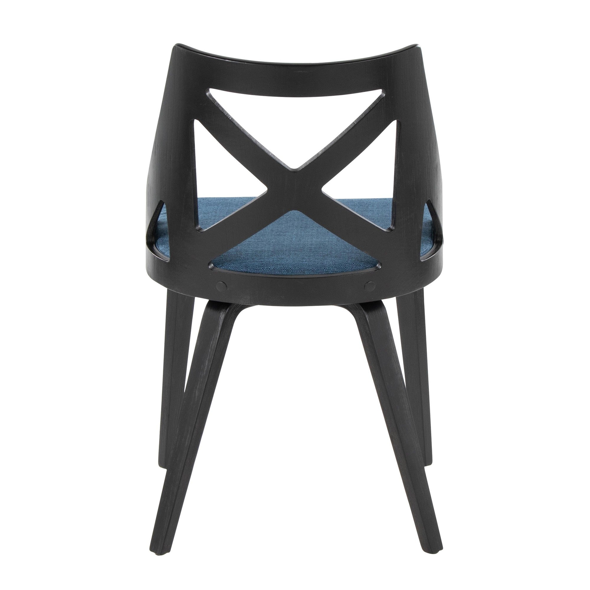Charlotte Chair - Set of 2 - Black Wood, Blue Fabric
