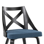 Charlotte Chair - Set of 2 - Black Wood, Blue Fabric