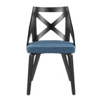 Charlotte Chair - Set of 2 - Black Wood, Blue Fabric