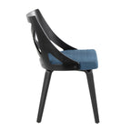 Charlotte Chair - Set of 2 - Black Wood, Blue Fabric