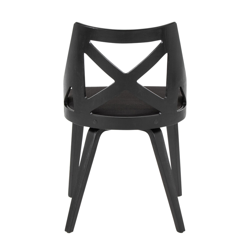 Charlotte Chair - Set of 2 - Black Wood, Charcoal Fabric