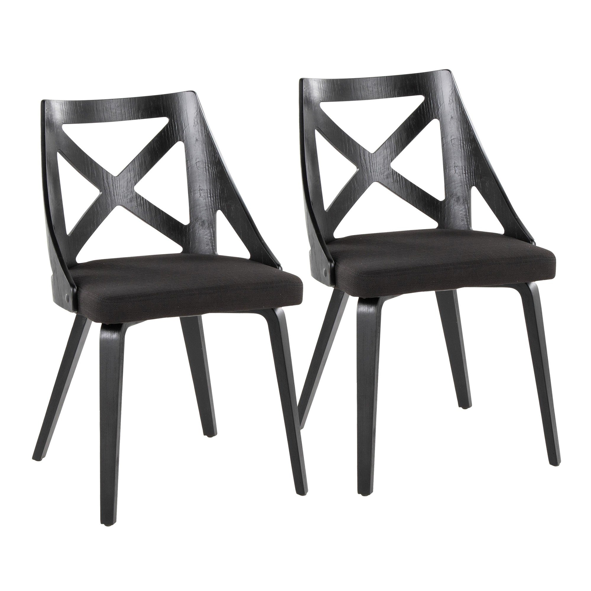 Charlotte Chair - Set of 2 - Black Wood, Charcoal Fabric