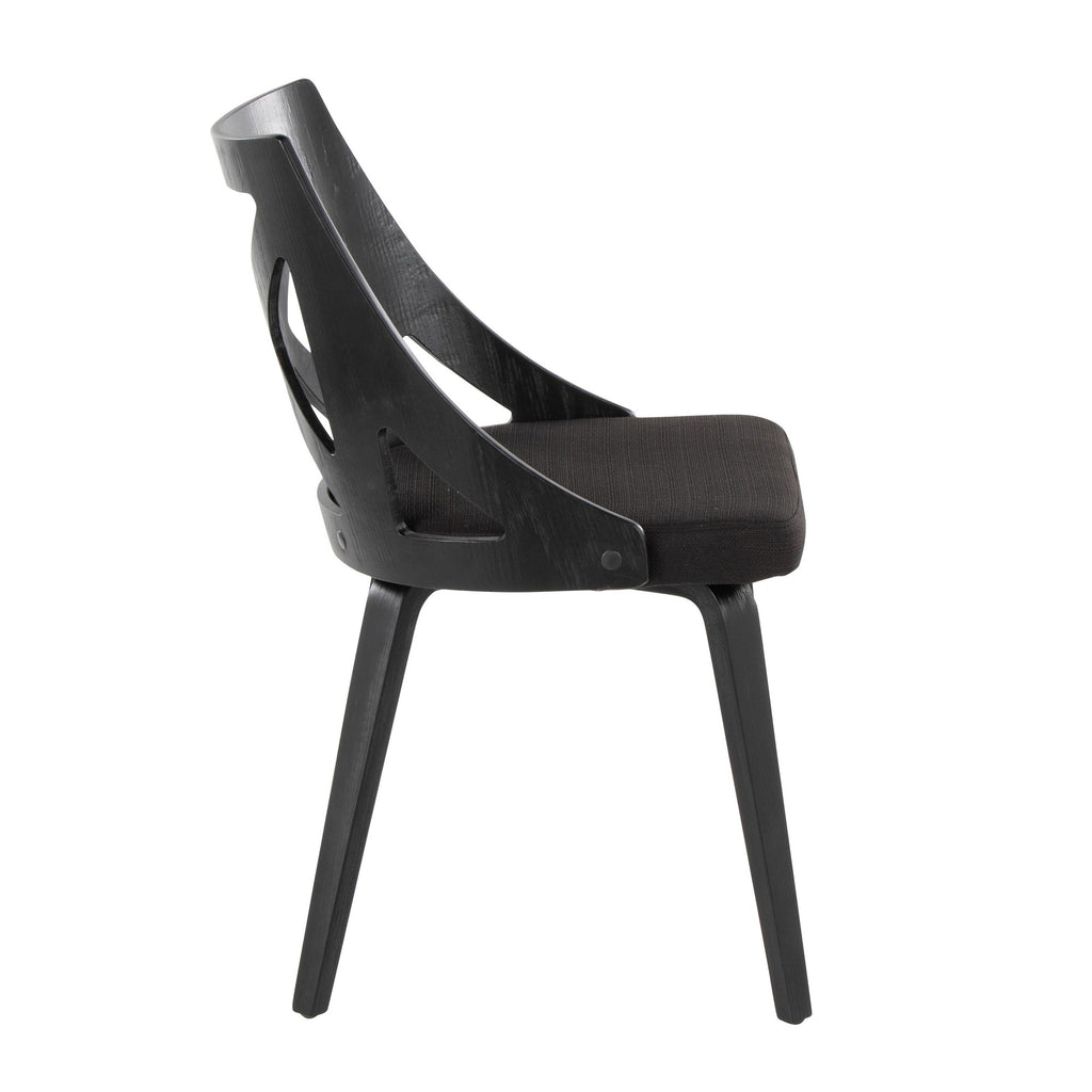 Charlotte Chair - Set of 2 - Black Wood, Charcoal Fabric
