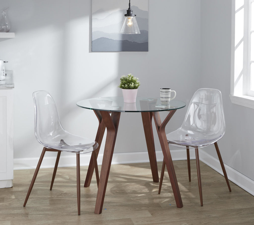 Folia Round Dinette - Walnut Wood, Clear Glass
