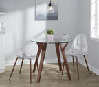 Folia Round Dinette - Walnut Wood, Clear Glass