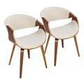 Curvo Chair - Set of 2 - Walnut Wood, Cream Fabric