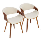 Curvo Chair - Set of 2 - Walnut Wood, Cream Fabric