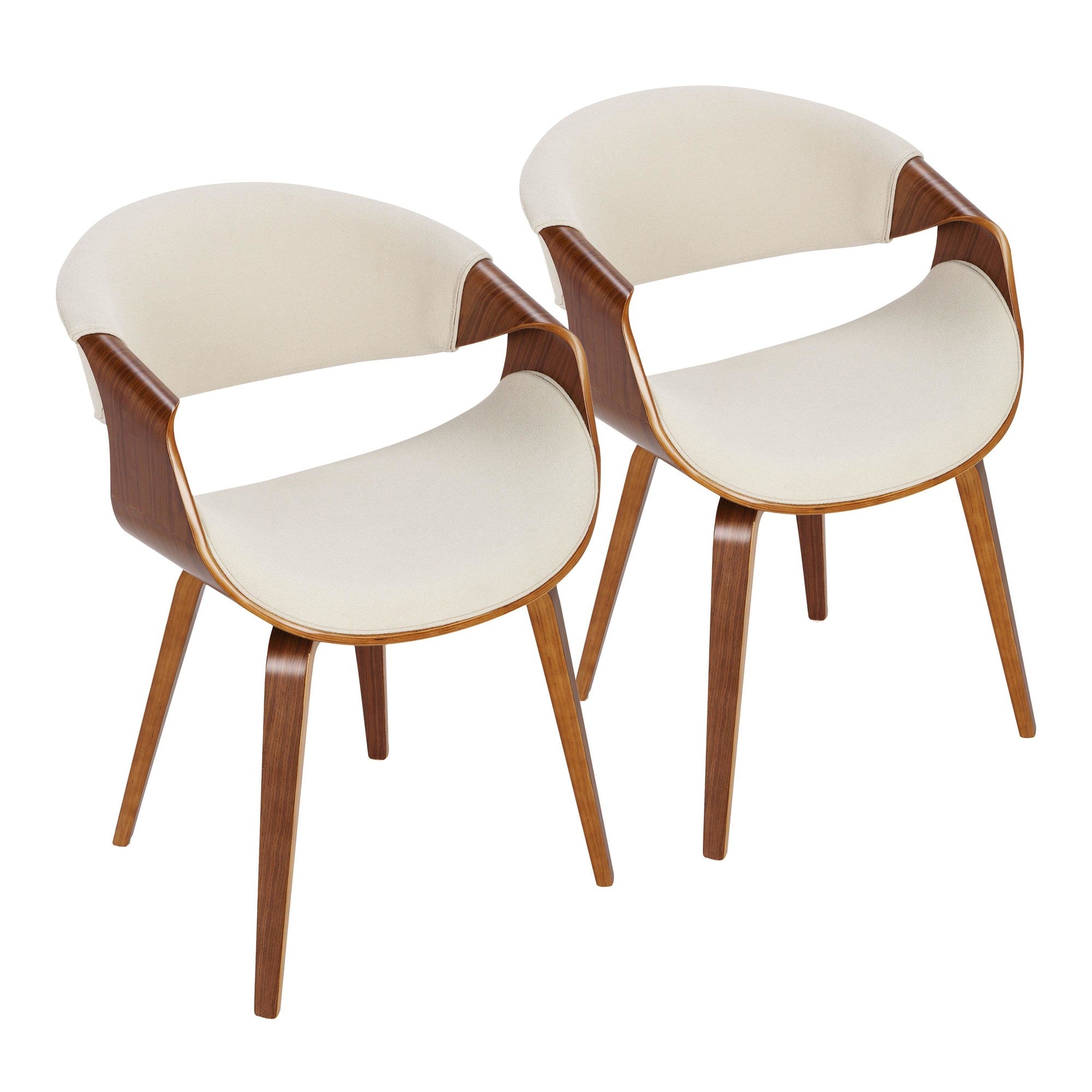 Curvo Chair - Set of 2 - Walnut Wood, Cream Fabric