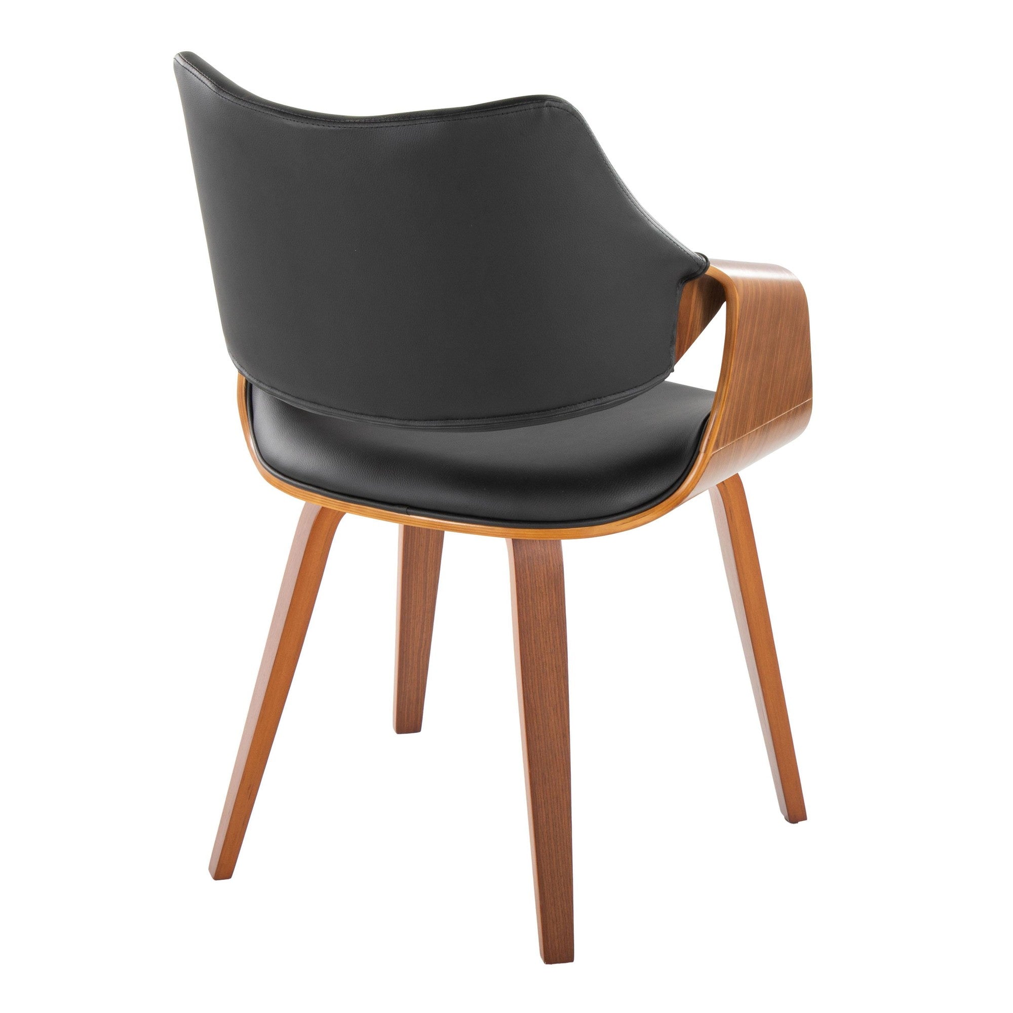 Curvo High Back Chair - Set of 2 - Walnut Wood, Black PU