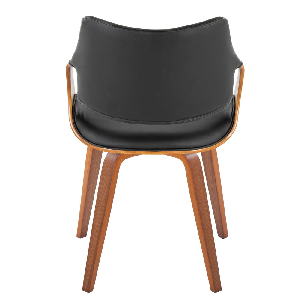 Curvo High Back Chair - Set of 2 - Walnut Wood, Black PU