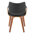 Curvo High Back Chair - Set of 2 - Walnut Wood, Black PU