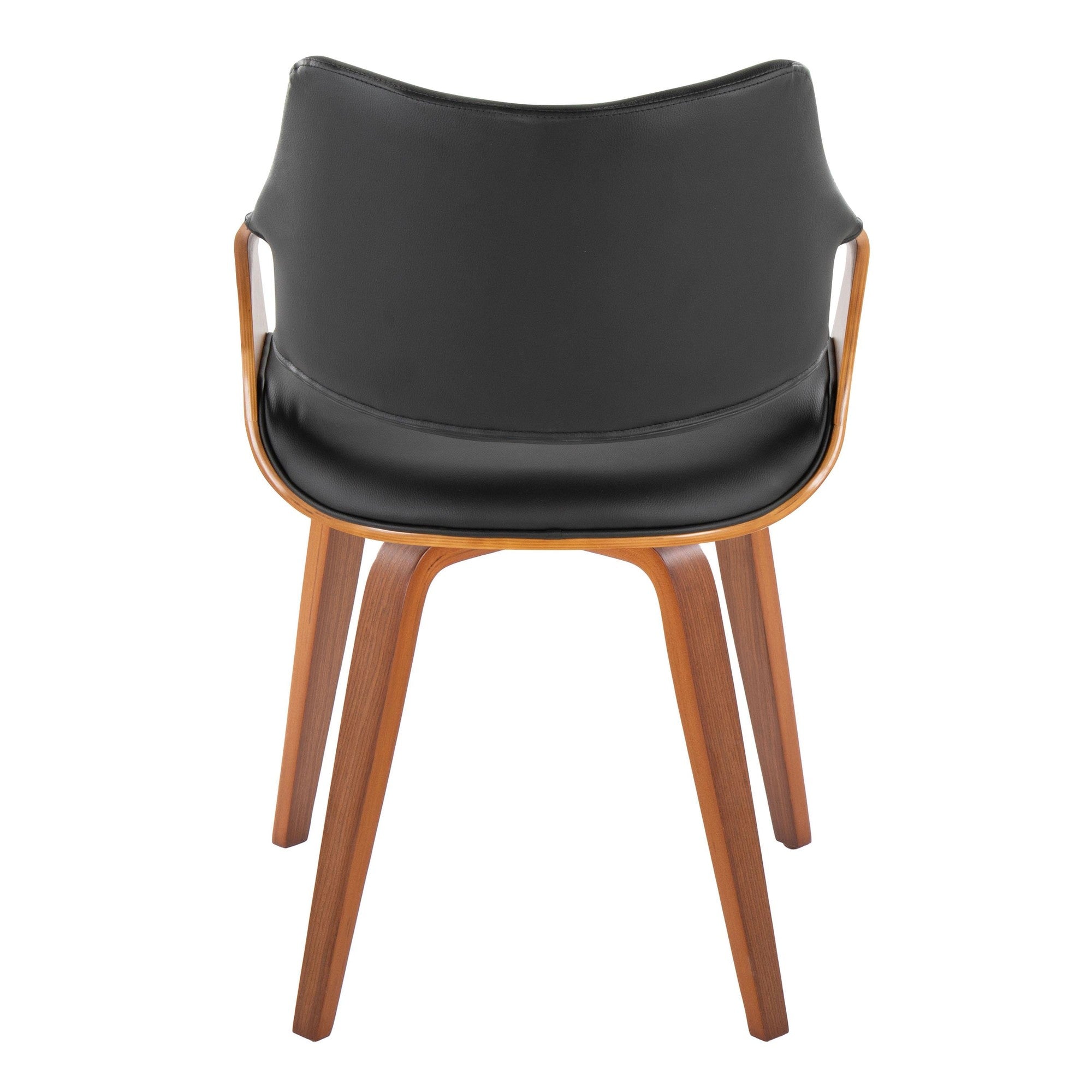 Curvo High Back Chair - Set of 2 - Walnut Wood, Black PU