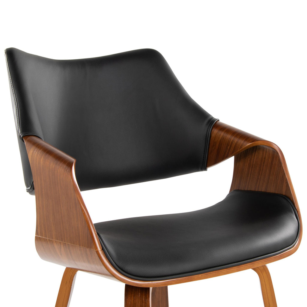 Curvo High Back Chair - Set of 2 - Walnut Wood, Black PU