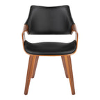 Curvo High Back Chair - Set of 2 - Walnut Wood, Black PU