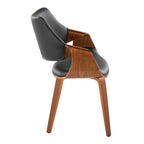 Curvo High Back Chair - Set of 2 - Walnut Wood, Black PU