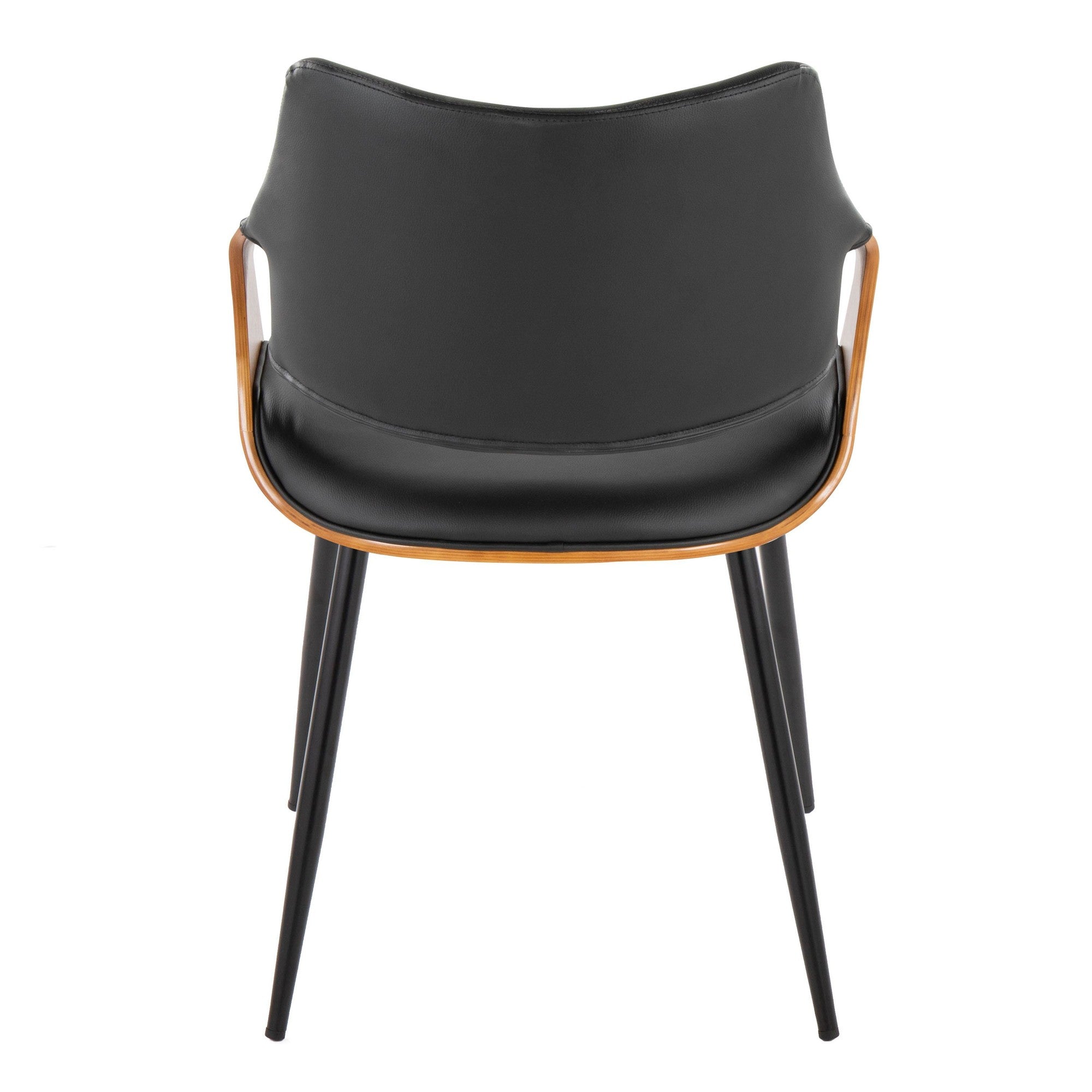 Curvo High Back Chair - Set of 2 - Black Metal, Walnut Wood, Black PU