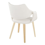 Curvo High Back Upholstered Chair - Set of 2 - Natural Wood, White PU