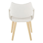 Curvo High Back Upholstered Chair - Set of 2 - Natural Wood, White PU