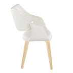 Curvo High Back Upholstered Chair - Set of 2 - Natural Wood, White PU