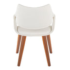 Curvo High Back Upholstered Chair - Set of 2 - Walnut Wood, White PU