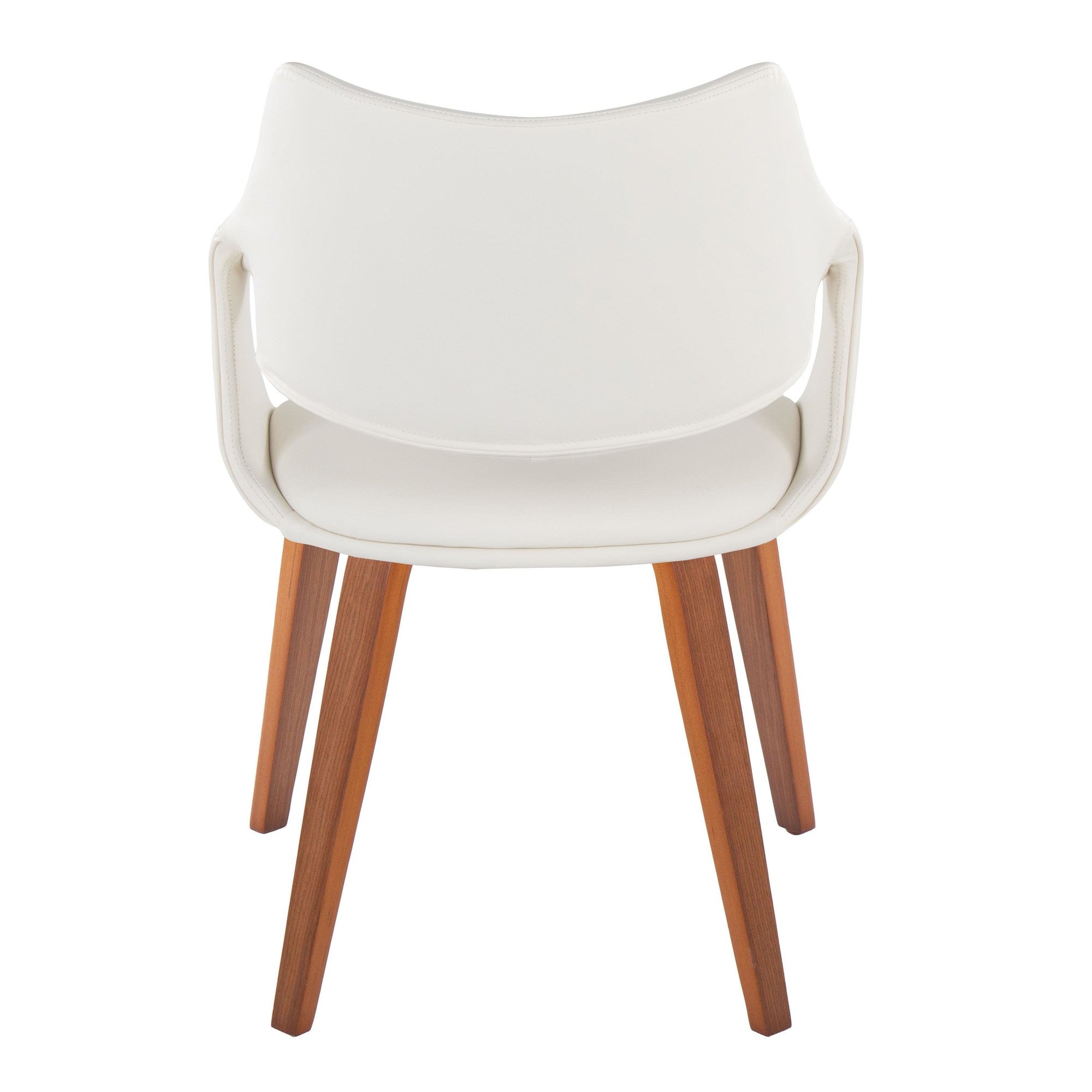 Curvo High Back Upholstered Chair - Set of 2 - Walnut Wood, White PU