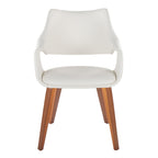 Curvo High Back Upholstered Chair - Set of 2 - Walnut Wood, White PU