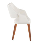 Curvo High Back Upholstered Chair - Set of 2 - Walnut Wood, White PU