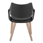 Curvo High Back Upholstered Chair - Set of 2 - Whitewashed Wood, Black PU