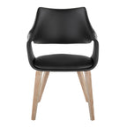 Curvo High Back Upholstered Chair - Set of 2 - Whitewashed Wood, Black PU