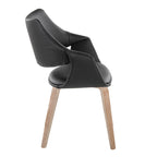 Curvo High Back Upholstered Chair - Set of 2 - Whitewashed Wood, Black PU