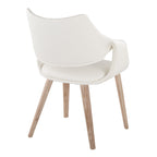Curvo High Back Upholstered Chair - Set of 2 - Whitewashed Wood, White PU