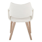 Curvo High Back Upholstered Chair - Set of 2 - Whitewashed Wood, White PU