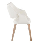Curvo High Back Upholstered Chair - Set of 2 - Whitewashed Wood, White PU