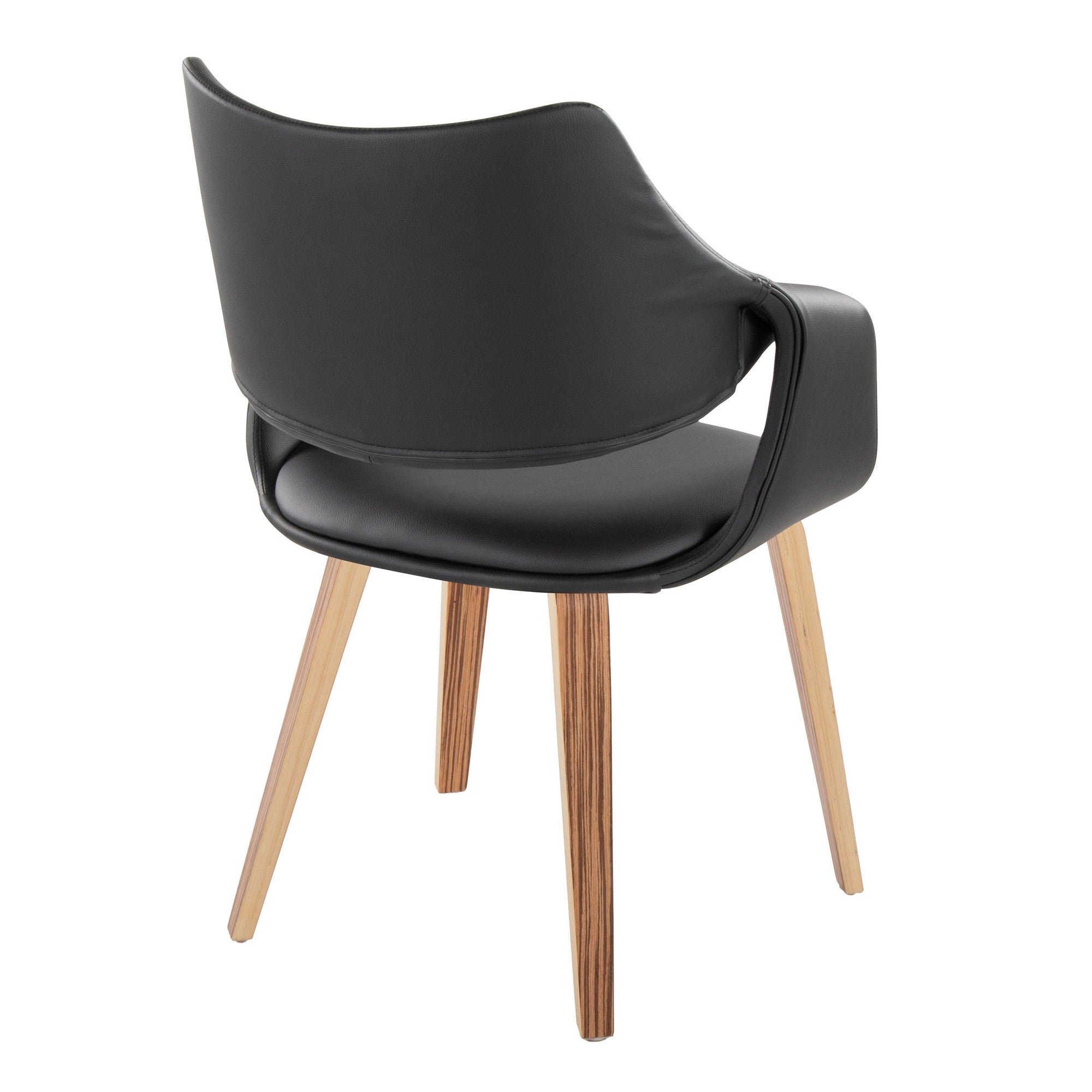 Curvo High Back Upholstered Chair - Set of 2 - Zebra Wood, Black PU