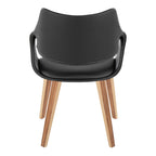 Curvo High Back Upholstered Chair - Set of 2 - Zebra Wood, Black PU