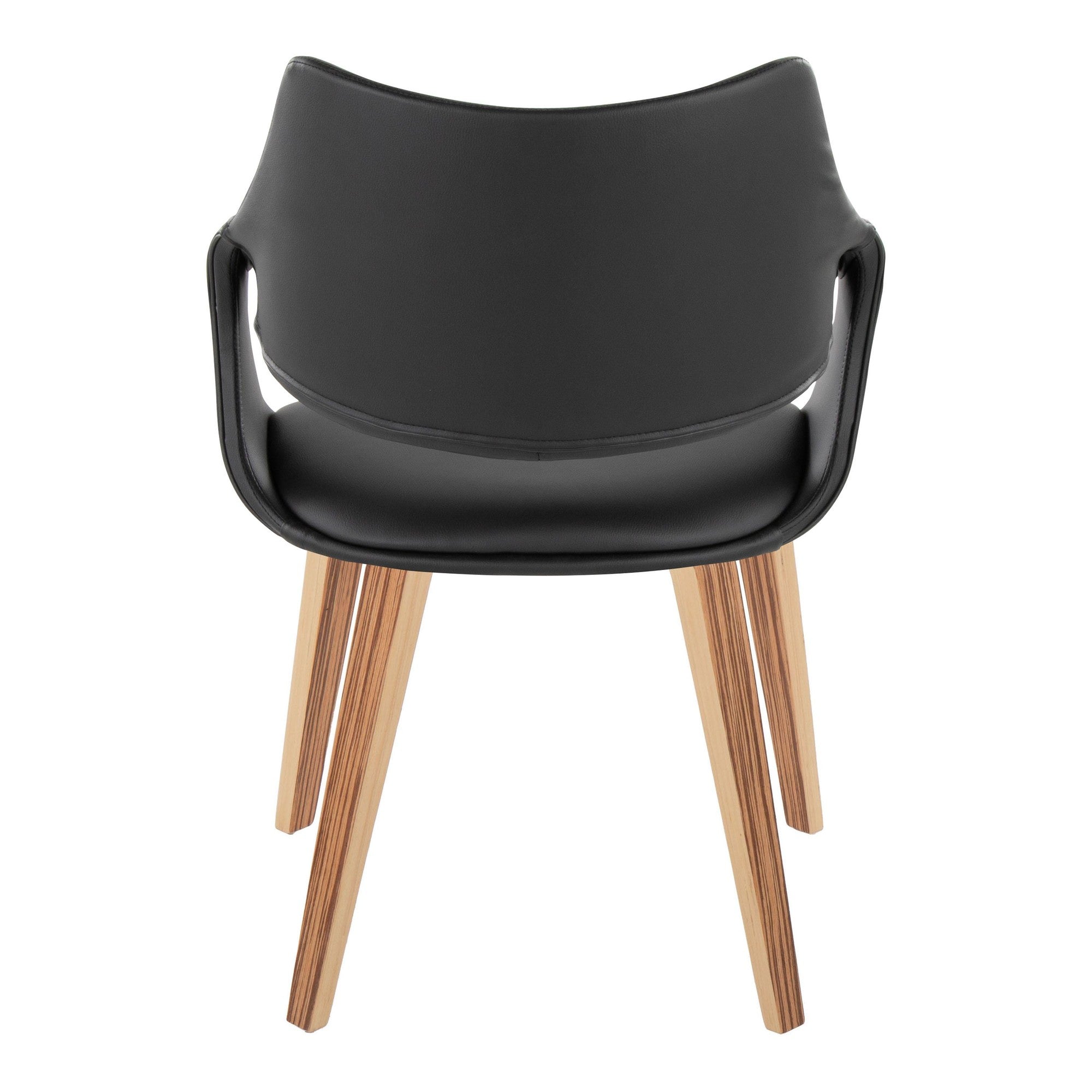 Curvo High Back Upholstered Chair - Set of 2 - Zebra Wood, Black PU