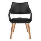 Curvo High Back Upholstered Chair - Set of 2 - Zebra Wood, Black PU