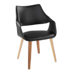 Curvo High Back Upholstered Chair - Set of 2 - Zebra Wood, Black PU