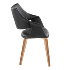 Curvo High Back Upholstered Chair - Set of 2 - Zebra Wood, Black PU