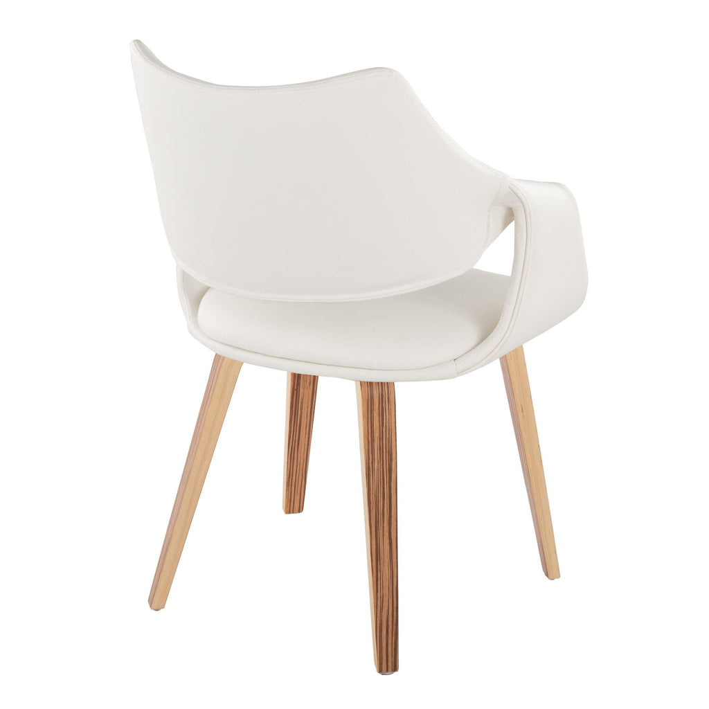 Curvo High Back Upholstered Chair - Set of 2 - Zebra Wood, White PU