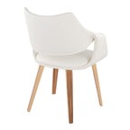 Curvo High Back Upholstered Chair - Set of 2 - Zebra Wood, White PU