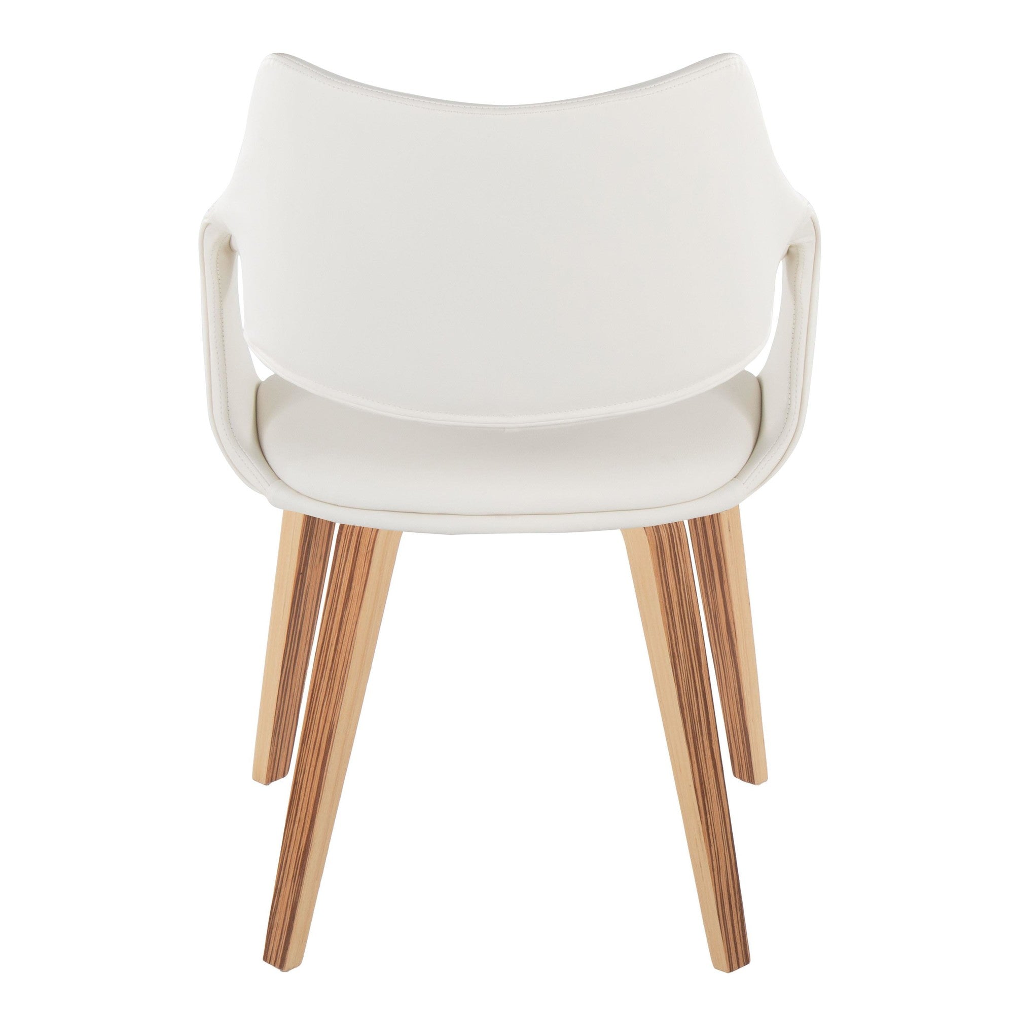 Curvo High Back Upholstered Chair - Set of 2 - Zebra Wood, White PU