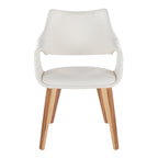 Curvo High Back Upholstered Chair - Set of 2 - Zebra Wood, White PU