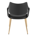 Curvo High Back Upholstered Chair - Set of 2 - Gold Metal, Black PU