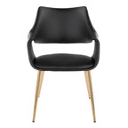 Curvo High Back Upholstered Chair - Set of 2 - Gold Metal, Black PU