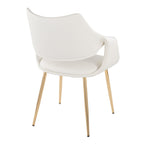 Curvo High Back Upholstered Chair - Set of 2 - Gold Metal, White PU