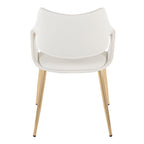 Curvo High Back Upholstered Chair - Set of 2 - Gold Metal, White PU