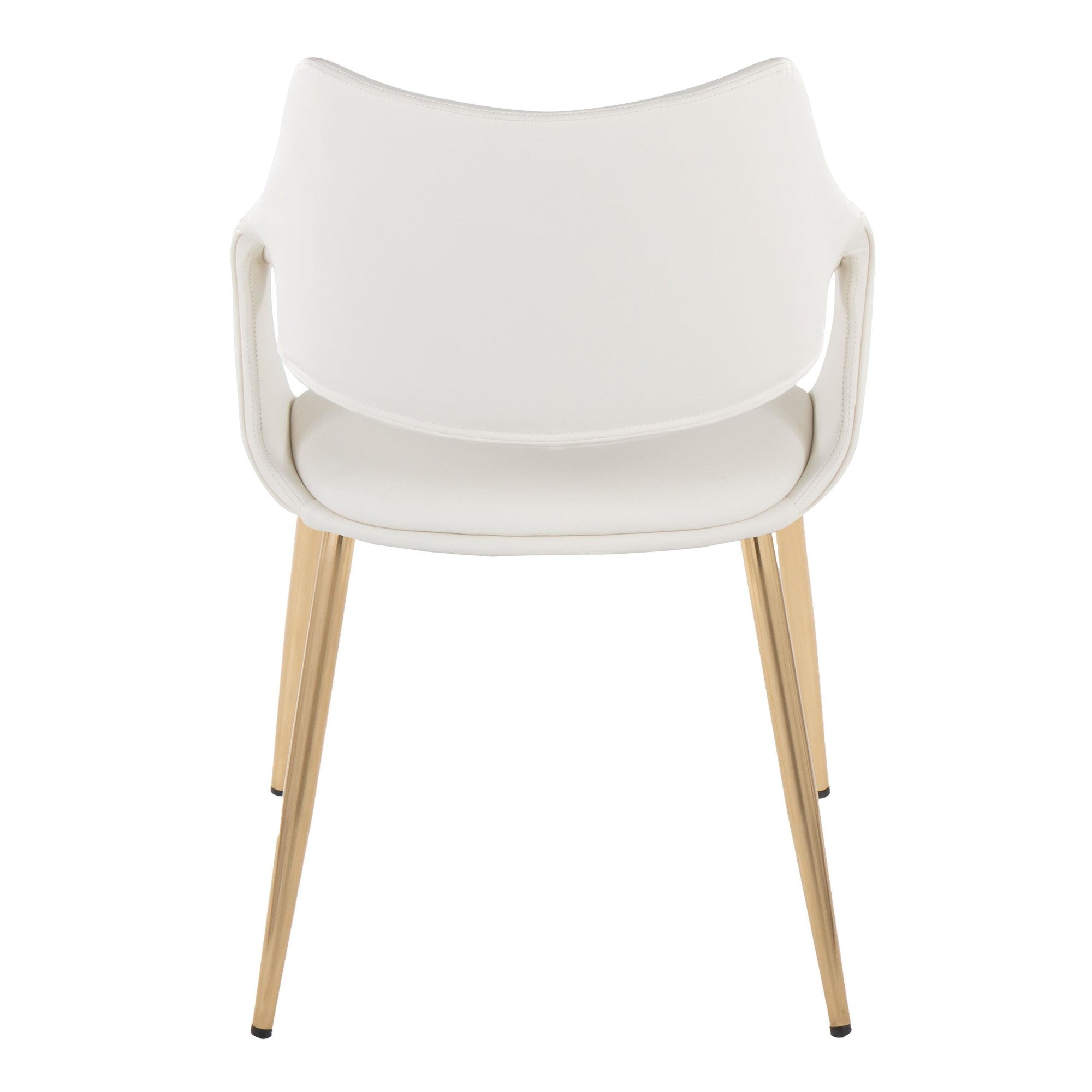 Curvo High Back Upholstered Chair - Set of 2 - Gold Metal, White PU