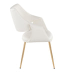 Curvo High Back Upholstered Chair - Set of 2 - Gold Metal, White PU