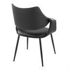 Curvo High Back Upholstered Chair - Set of 2 - Black Metal, Black PU